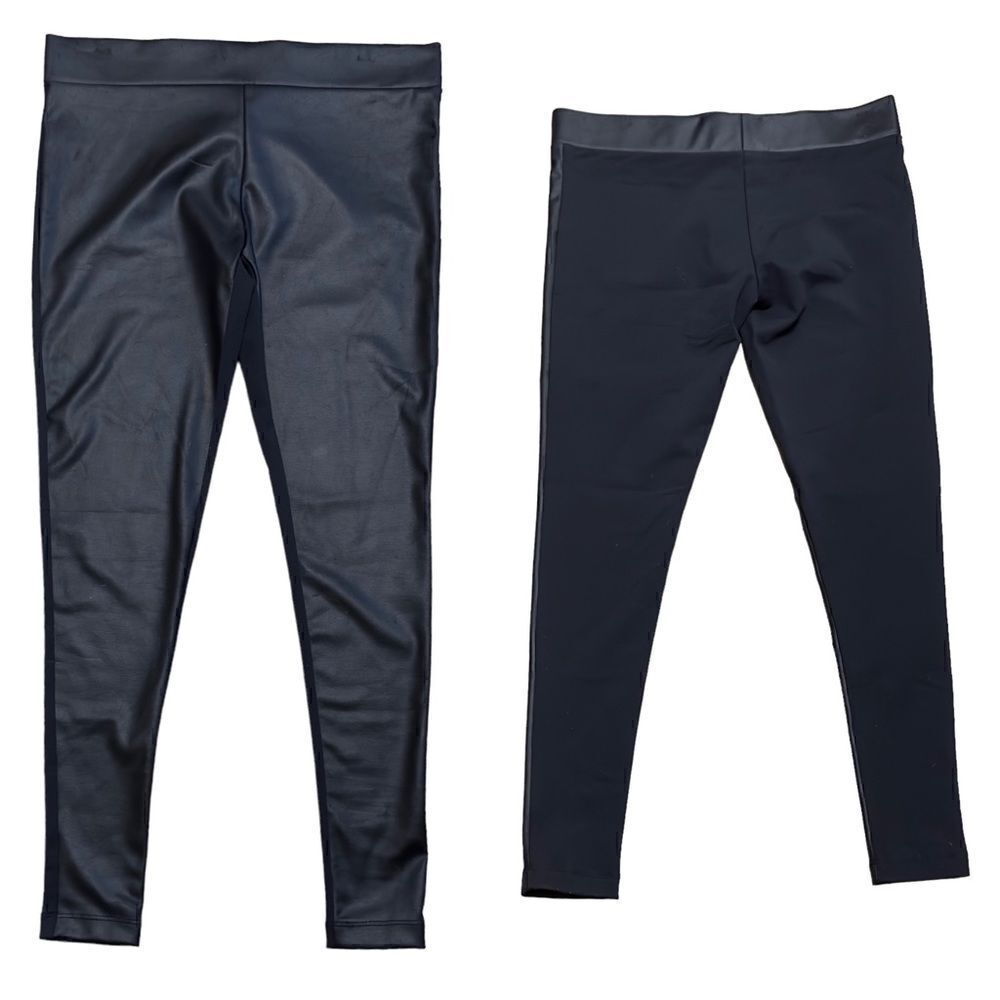 Matty M Black Shiny Front Leggings XLARGE